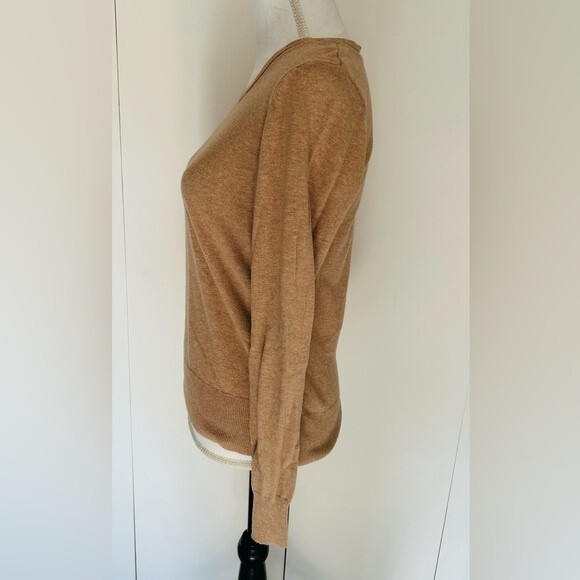 Azur Collection Tan Lightweight Crew Neck Sweater Size Medium Minimalist - Picture 3 of 6